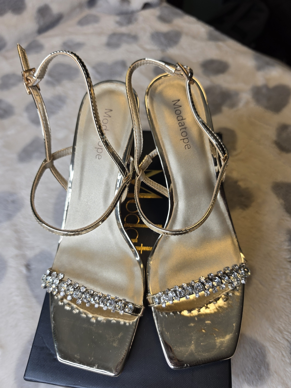 Modatope Women's Gold Jeweled Strap Sandals